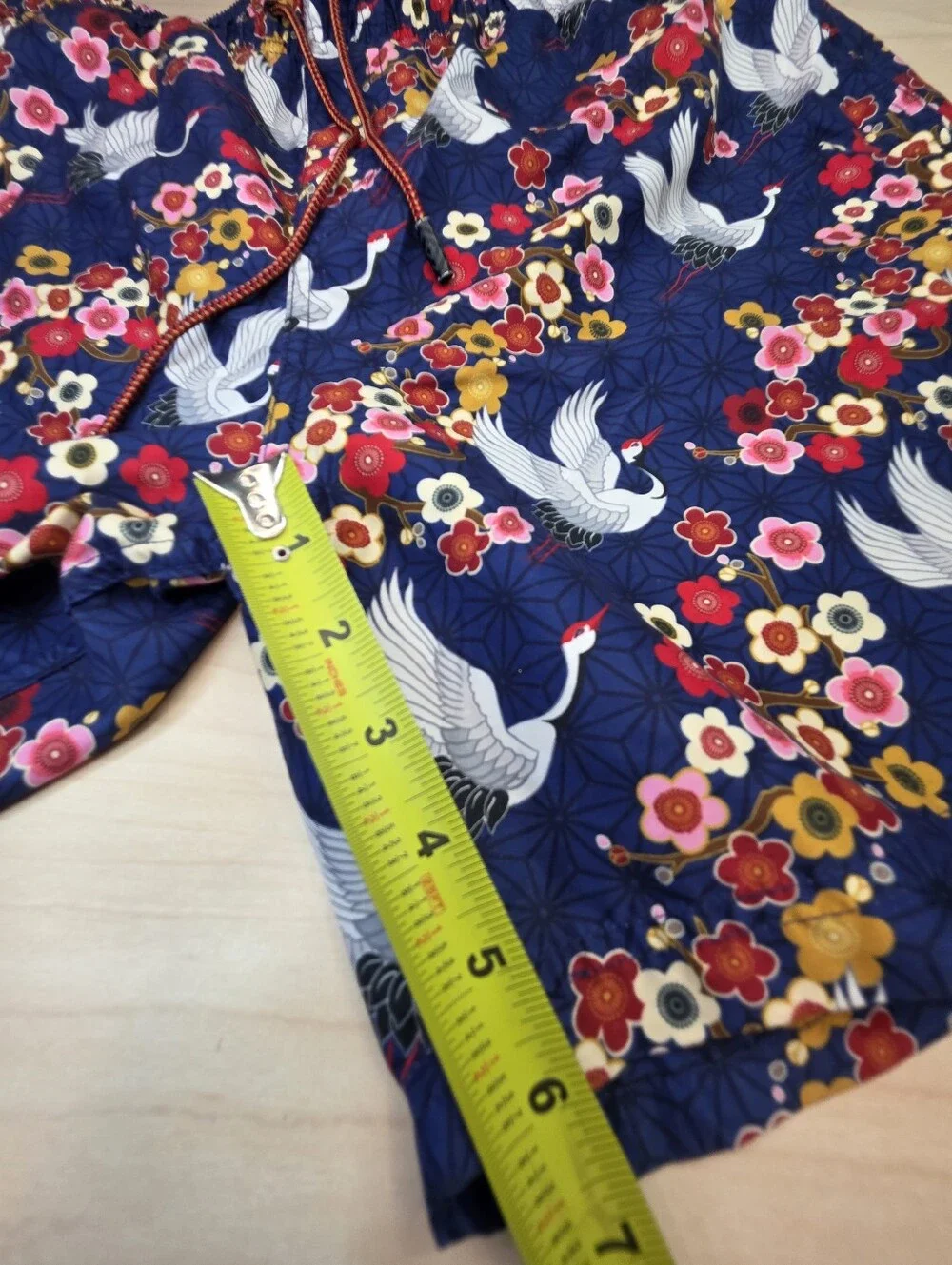 Broken Threads Surf Swim Trunks XL Japanese Crane Floral Print Board Shorts